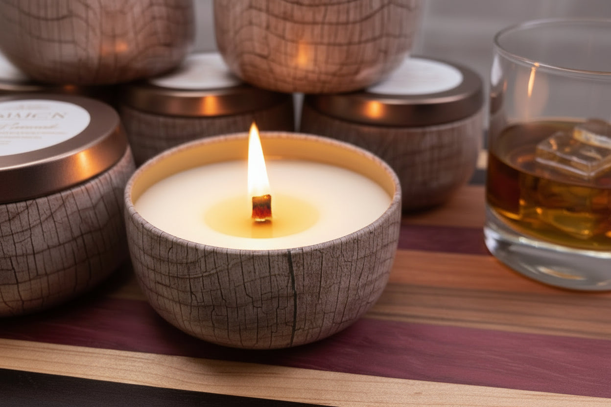 Evening Bourbon 7 oz - Wood Wick Candle