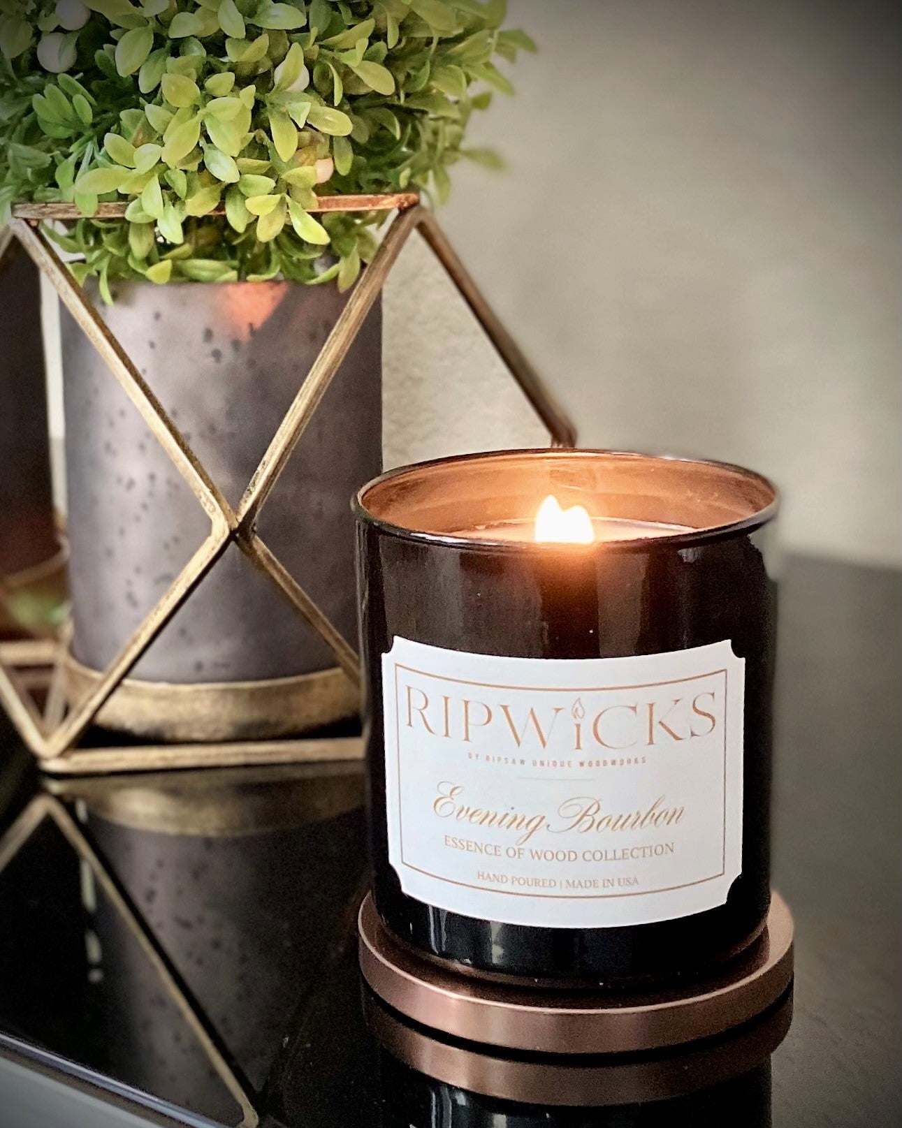 Evening Bourbon 9 oz - Wood Wick Candle