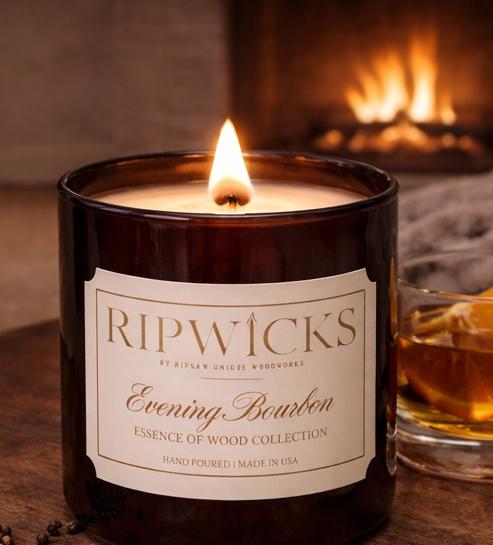 Evening Bourbon 9 oz - Wood Wick Candle